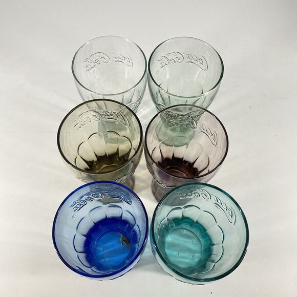 Set of 6 McDONALD'S Coca Cola Coke Glasses All Different Colors - Picture 4 of 5